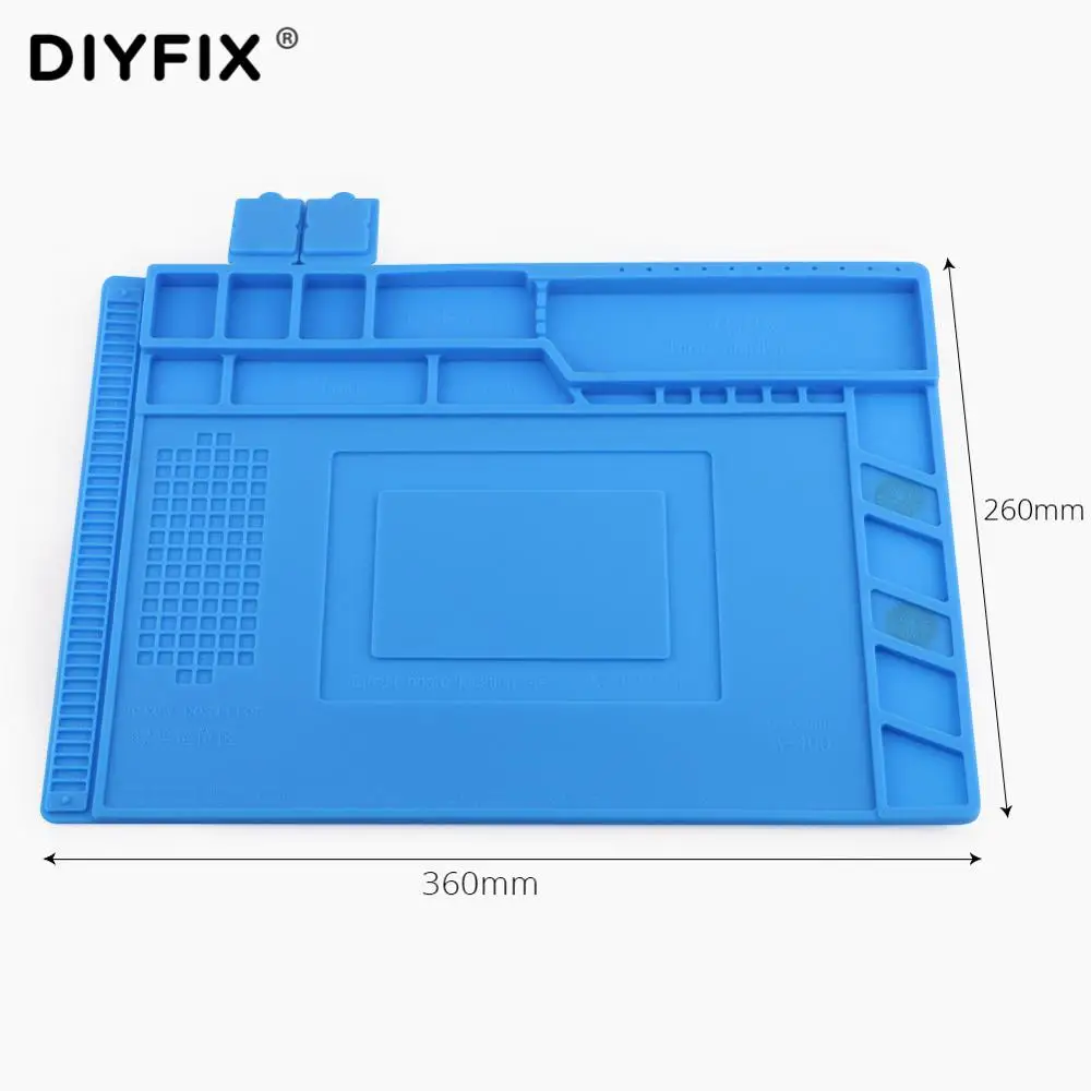DIYFIX 36*26 см теплоизоляция силиконовый коврик стол коврик обслуживания платформы для BGA паяльная ремонтная станция с магнитной секцией - Цвет: A400