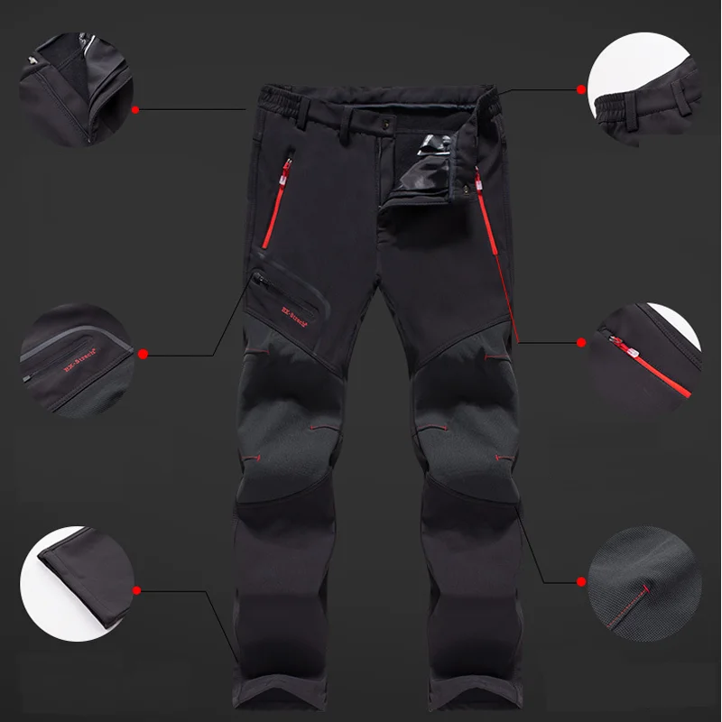 Woman winter Hiking Camp Climb Cold Days Trekking ski fleece Oversized Plus Size pant waterproof softshell Outdoor Trousers Warm
