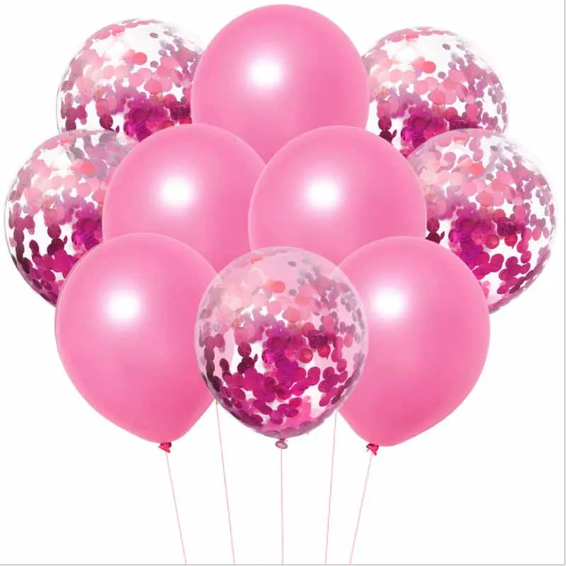 10 шт смешанные цвета воздушный шар "Конфетти" s Золотая звезда прозрачный воздушный шар "Конфетти" Воздушные гелиевые на день рождения для детей, для свадебной вечеринки - Цвет: 10pcs rose red set