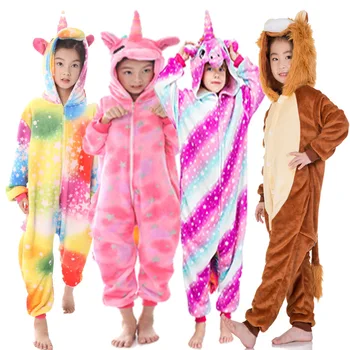 

Girls Boys Winter Kigurumi Pajamas Unicorn Cartoon Anime Kigurumi Onesies Kids Sleepwear Flannel Warm Jumpsuit Children Pajamas