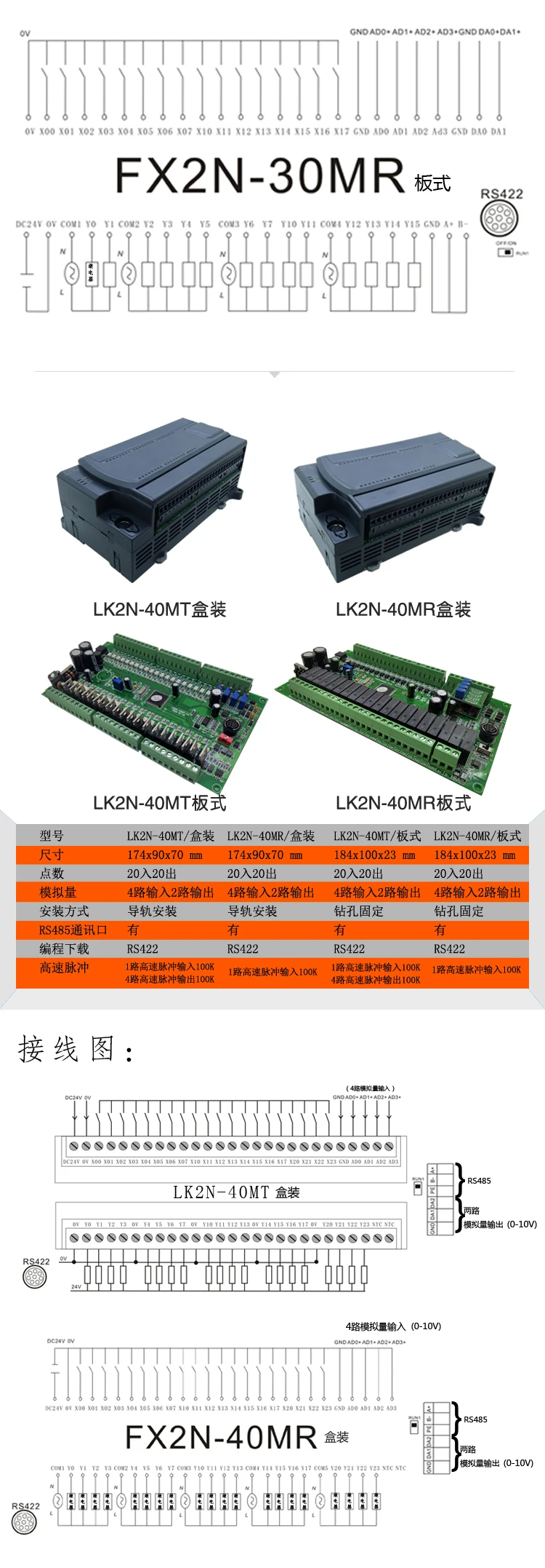 PLC промышленная контрольная плата FX2N 16-40MR MT