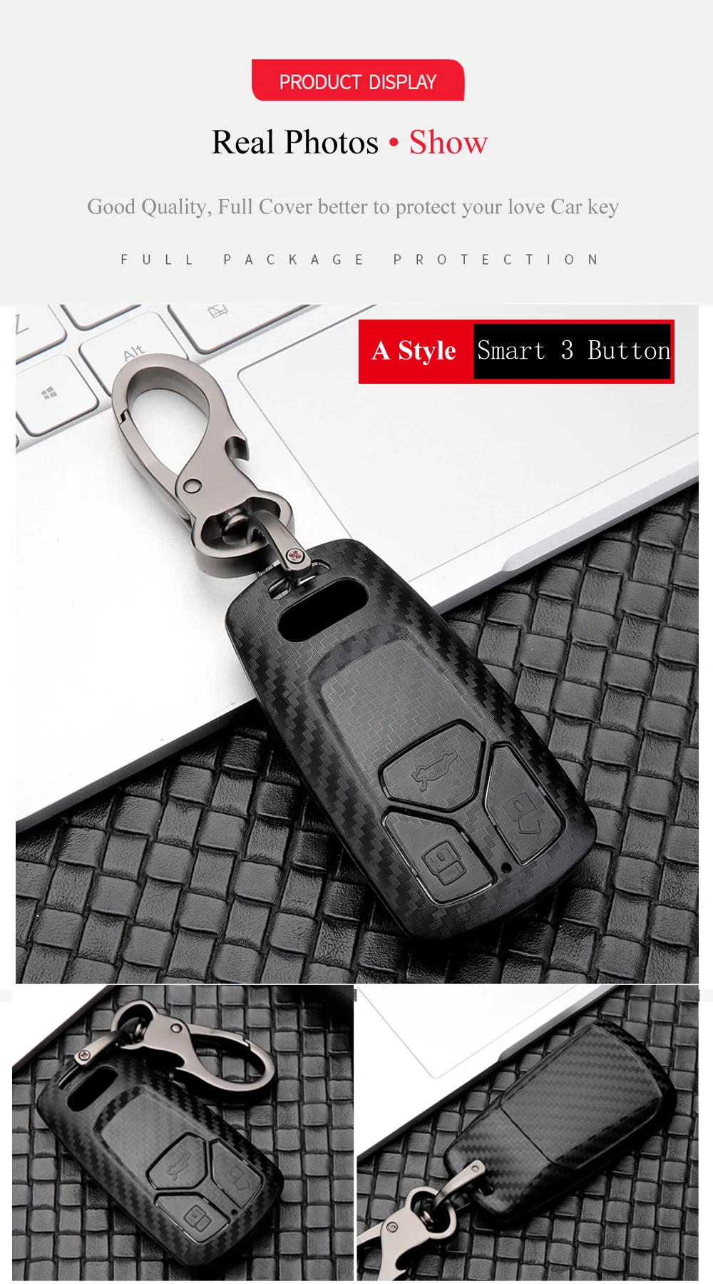 Keyforkess Car styling per Audi A6 RS4 S5 A3 Q3 Q5 S3 A4 Q7 A5 TT 2018 Car Key Bag Cover ABS decorazione custodia protettiva - H4c1606f75da64b4aa8e03963c884b020A