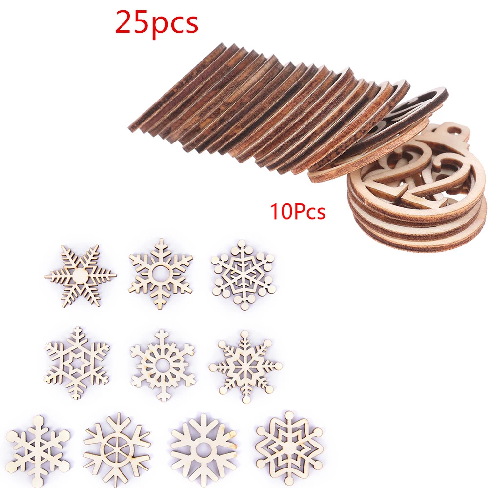 

25/10pcs 1-25 Wooden Advent Calendar Gift Tags Number Gift Tags Party Countdown Tags Christmas Snowflake Wood Slice Decoration