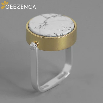 

925 Sterling Silver Natural White Turquoise Rings For Women Fine Jewelry Original Design Simple Trendy Ring