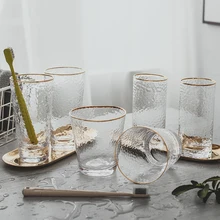 Прозрачная Золотая оправа стеклянная зубная щетка чашка Скандинавская Чистка ванной комнаты чашка Одиночная двойная чашка для полоскания рта пара чашка Рождественский подарок