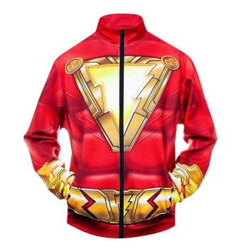 

Shazam 3D Print Men's Sweatshirt Superhero Comics Cosplay Costume Casual Cycling Sporty Printed Tops Tracksuit Mens Sport Shirt