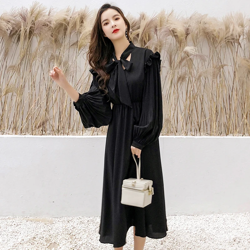 Women Spring Summer Dress 2020 Long Sleeve Korean Dress Pleated Plus Size Womens Dresses Casual Vestidos De Festa KJ