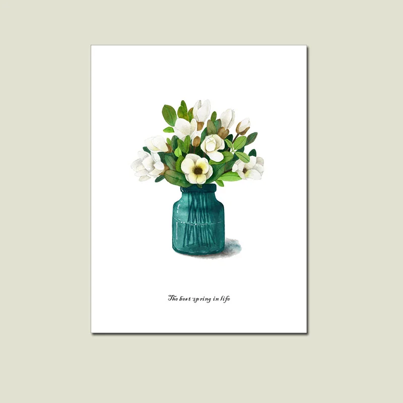 

Wall Art Canvas Painting Green And Pink Flower Painting Posters And Prints Vase Flowers Wall Pictures Canvas Prints