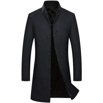 

Autumn and Winter New Woolen Coat Men's Simple Woolen Windbreaker Men's Thick Jacket