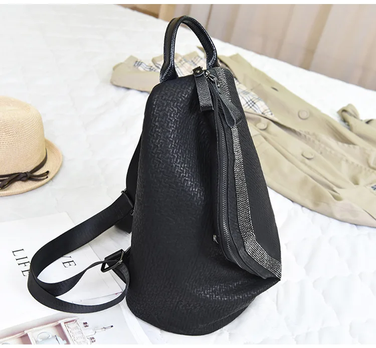 QINRANGUIO Women Backpack High Quality Genuine Leather Backpack Women Fashion Large Capacity Black Backpack Female