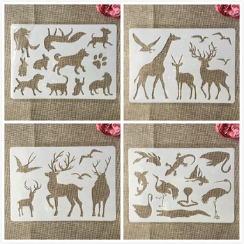 

4Pcs A4 29cm Deer Giraffe Wild Animals DIY Layering Stencils Painting Scrapbook Coloring Embossing Album Decorative Template