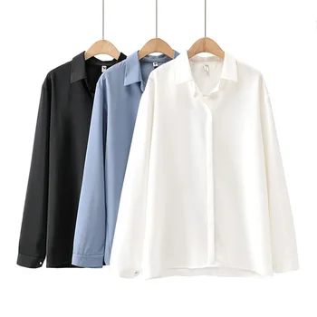 

Big Code Women's Wear Loose Chiffon Shirt 200 Jin Fat Mm Joker Occupation Shirt 582