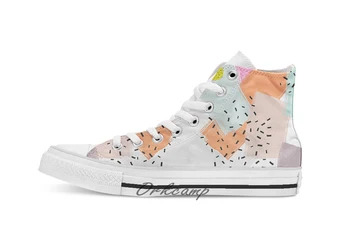 

Snigger Abstract Pattern Bright Custom Casual High Top lace-up Canvas shoes sneakers Drop shipping