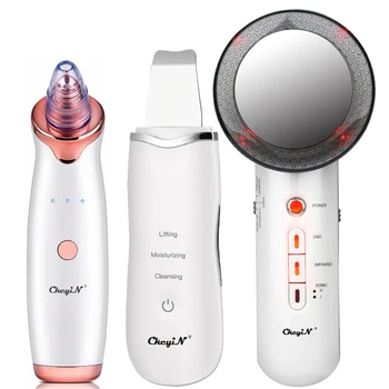

Ultrasoic Skin Scrubber Deep Face Cleaning Beauty + Electric Blackhead Remover Vacuum Suction + Infrared Body Slimming Massager