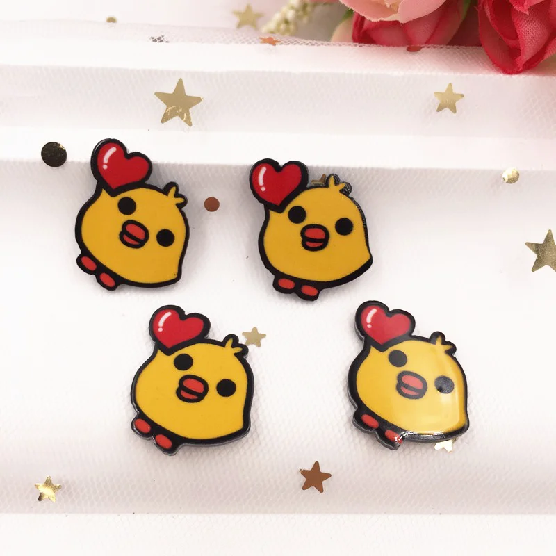 Акриловый лист с плоской спинкой Kawaii LOVE Chick миниатюрный узор аппликация 12 шт.