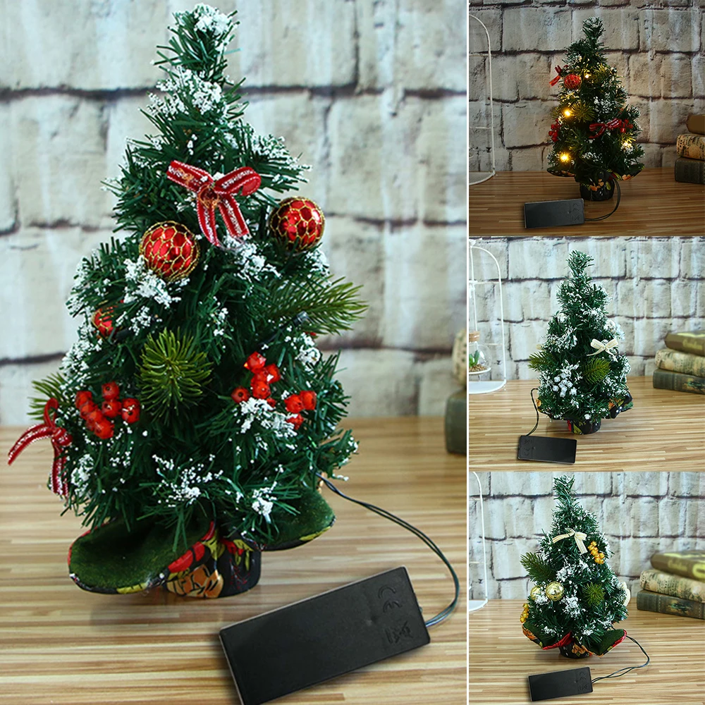 30 см настольная искусственная мини-елка с огнями Рождественский Декор украшения USB ночник стильный