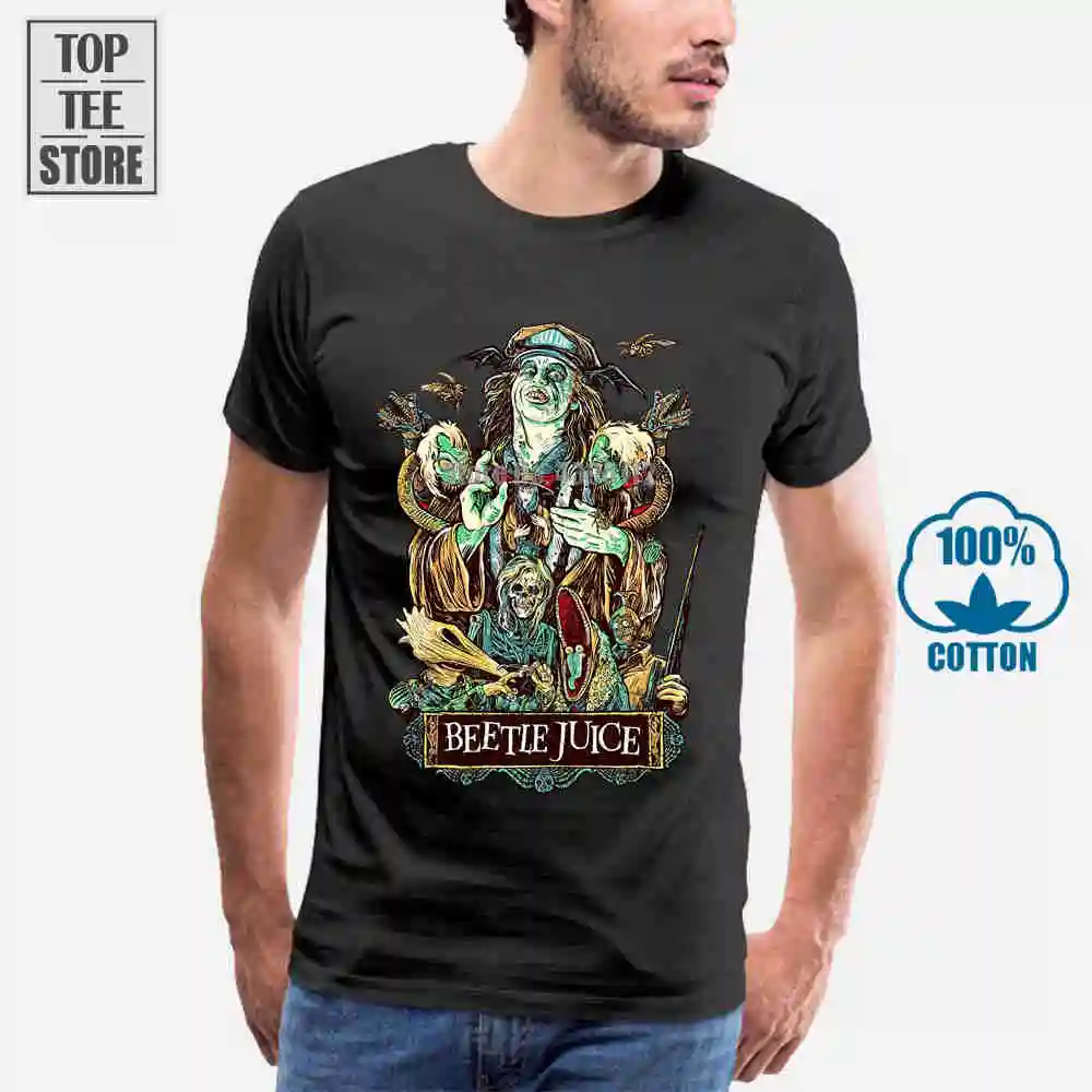 Мужская винтажная футболка от Beetlejuice из фильма ужас черная размеры S до 4Xl|gildan t