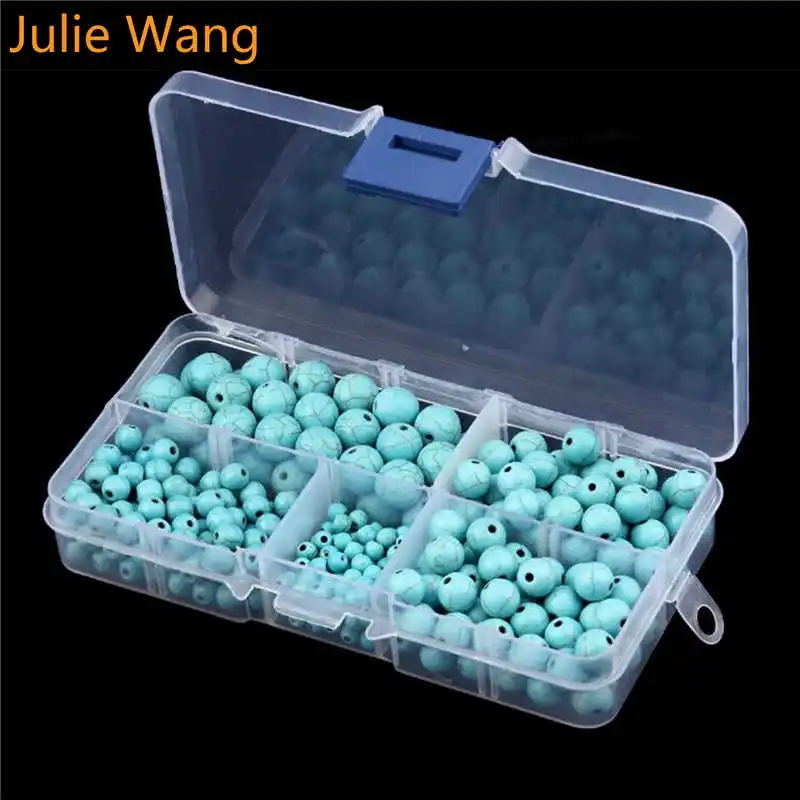 Julie Wang 359pcs/Box 4-10mm Mixed Sizes Natural Stone Beads For Bracelet Necklace Jewelry Making Accessory Wholesale