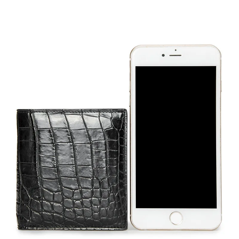 Authentic Exotic Alligator Leather Men's Short Card Holders Wallet Genuine Crocodile Belly Skin Male Small Bifold Clutch Purse 5