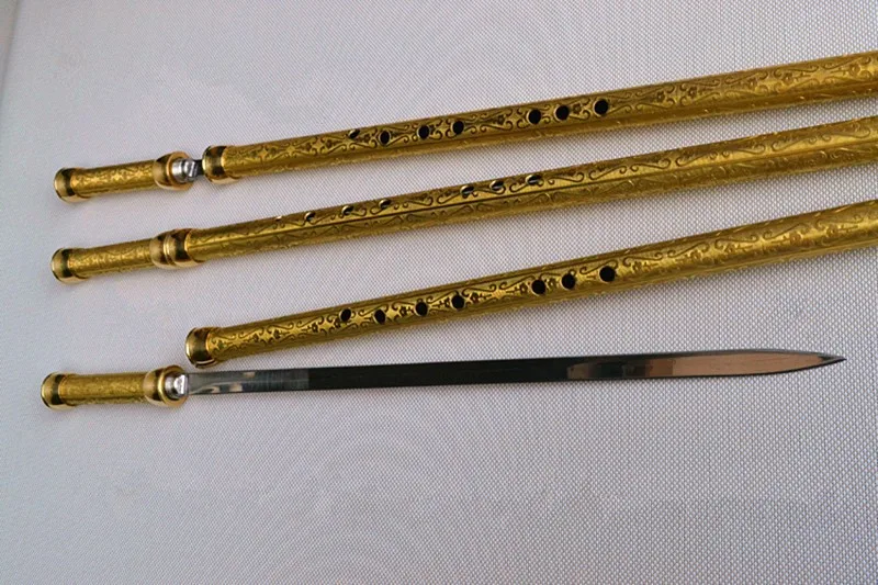 Brass Metal Flute+ Sword C Key Tai Chi Bodybuilding Sword Flauta xiao Martial Arts Sword Transverse Flute Self-defense Weapon