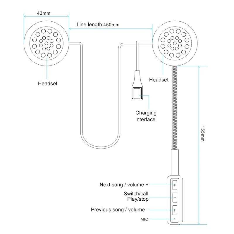 Motorcycle Helmet Bluetooth 5.0 Headphones Microphone Bicycle Helmet Earphone Handsfree Speaker Call Control