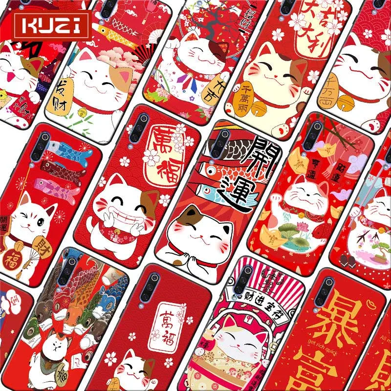 fortune cat Soft Silicone Phone Case for samsung galaxy a50 a70 a30 a40 a20 s8 s9 s10 plus |
