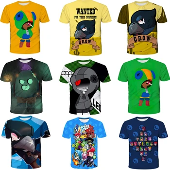

Brawls Leon Crow Star Tshirt Kids 3D Print Brawls Costume Star T Shirt Short Sleeve New 2020 Cartoon Brawls Tops Tee