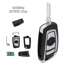 433MHz 3 Buttons EWS Modified Flip Remote Key PCF7935AA ID44 Chip Fit forBMW 325 330 318 525 530 540 E38 E39 E46 M5 1998-2005 jingyuqin hu58 4 buttons remote key case for bmw e38 e39 e46 ews system ask 433mhz 315mhz with pcf7935aa id44 chip uncut blade