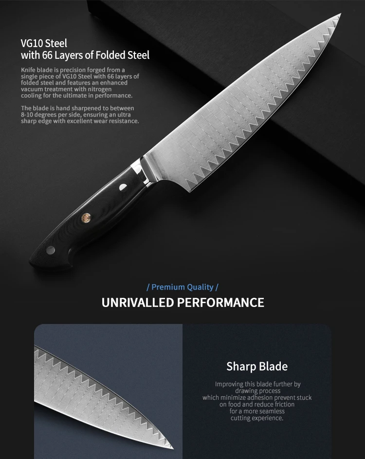8 Inch Kramer Kitchen Chef Knives 67 Layer Damascus Steel Cleaver Chef Knives Sharp Cooking Cutting Tool Slicing Meat Chef Knife