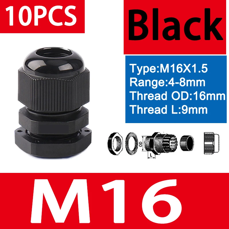 M16-8 BK 10Pcs
