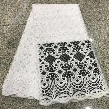 

2020 African Net Lace Fabric, High Quality Elegant White Sequins Nigerian Wedding Lace Fabrics 5Yards Sequins French Tulle lace