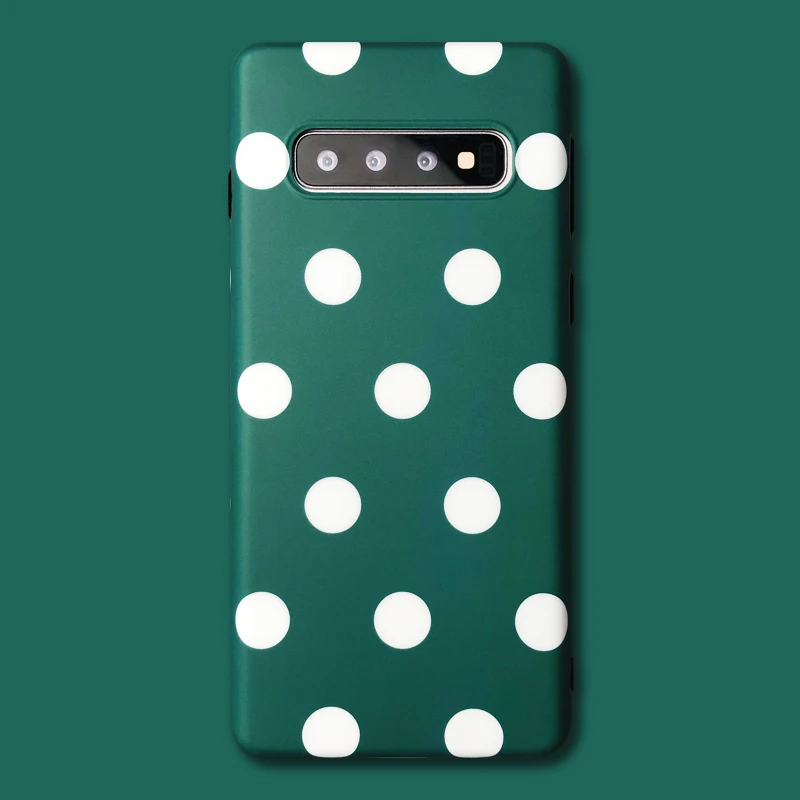 

Luxury Polka Dots Green Case For Samsung Galaxy S10 S10e S10 Plus Cover Retro Polka Dots Thin Matte Soft TPU Glossy Phone Cases