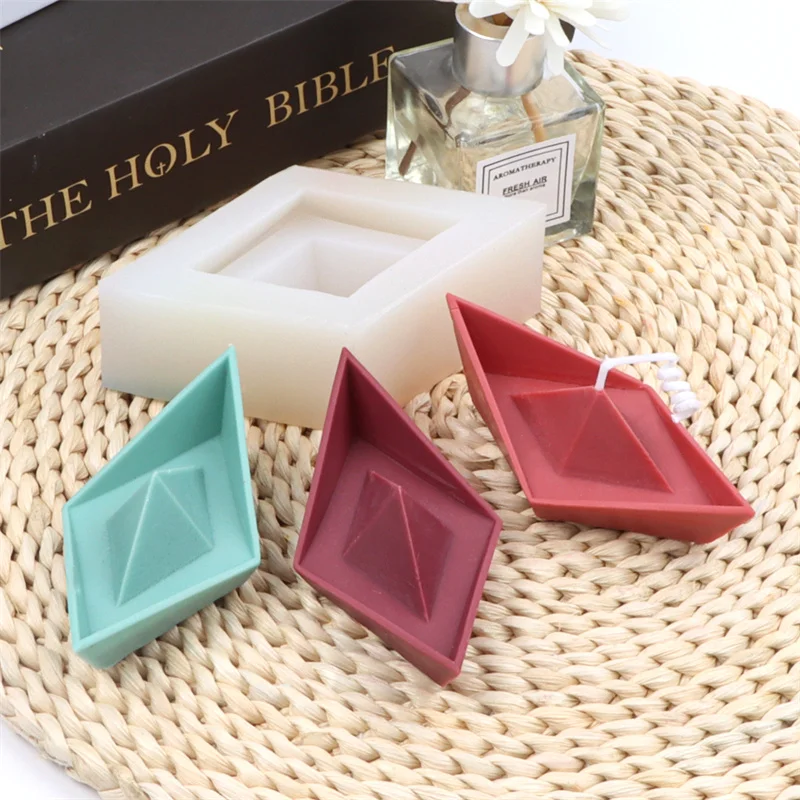 3D Silicone Paper Boat Candle Mold Handmade Aromatherapy Gypsum