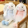 60/100 cm cute crown rabbit plush toy cartoon animal big ears rabbit plush doll soft filled baby pillow children birthday gifts