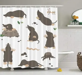 

Woodland Shower Curtain, Cartoon Style Flat Funny Cute Animal Art Baby Book Bright Fabric Bathroom Shower Curtain 72x78 Inch