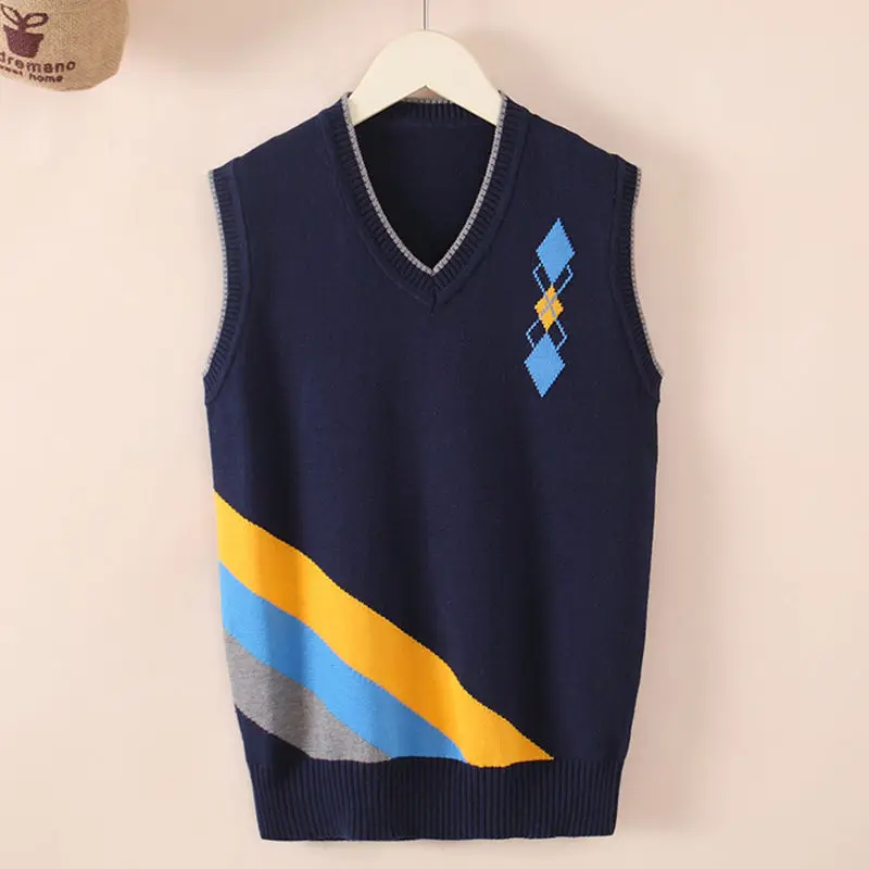 Children Boys Vests Autumn/Winter 100%Cotton Kids Knitted Outerwear Coat For Teen Big Boys 5-16 Years Waistcoat Dwq570