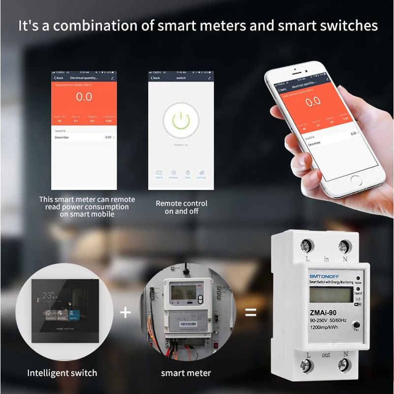 Smart Life/tuya APP однофазный din рейку wifi умный измеритель энергии Потребляемая мощность