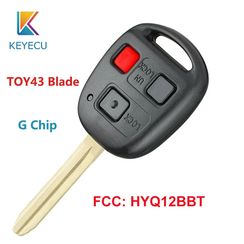 KEYECU Замена дистанционного Управление брелок для ключей с 3 кнопки G чип TOY43 брелок для Toyota FJ Cruiser 2010 2011 2012 2013 HYQ12BBT