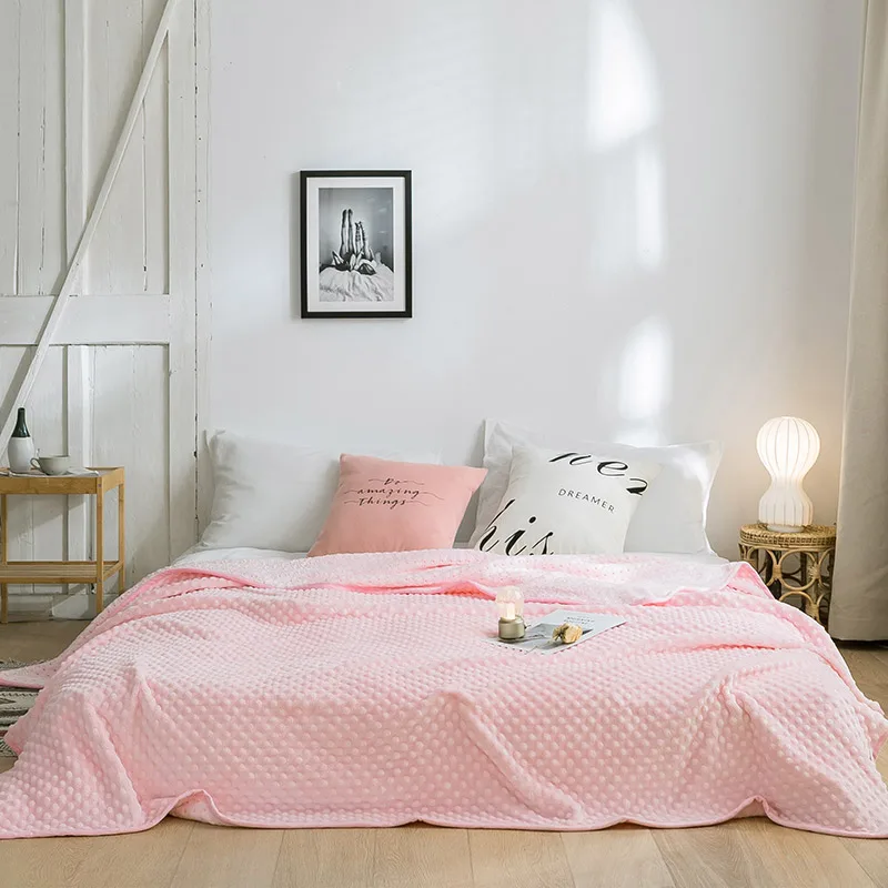 LREA фланель кораллового цвета флис теплое одеяло пледы на кровать/диван/массажное кресло/Самолет украшения одеяла 6 чистых цветов пузырь - Цвет: paopaotan-pink