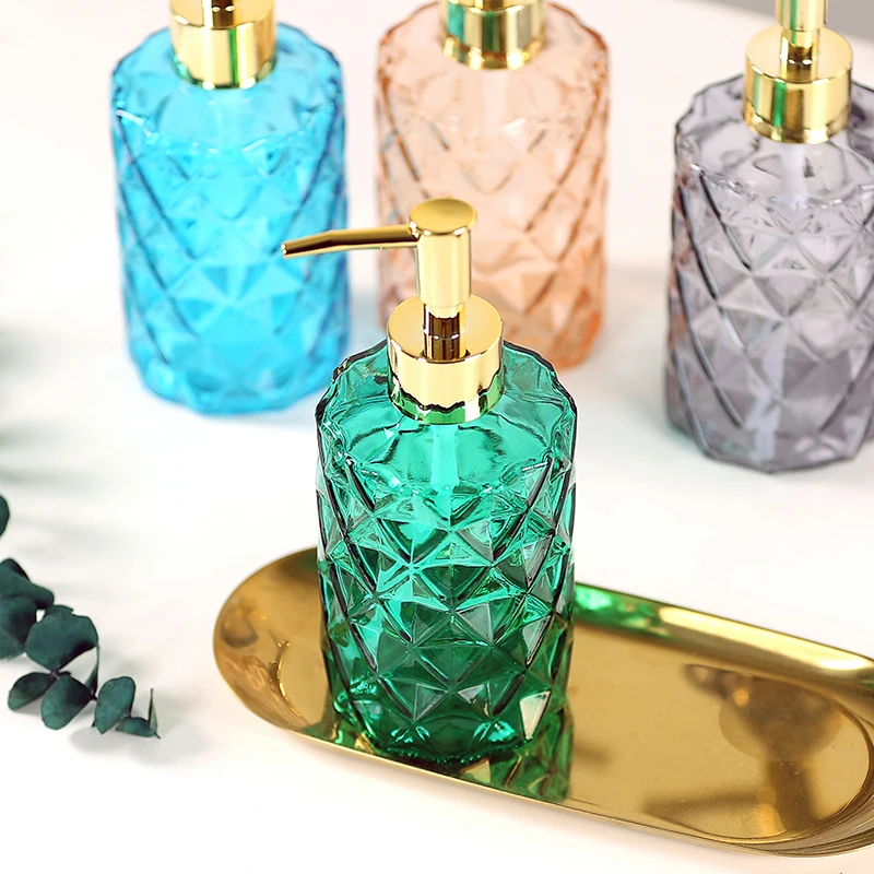 Nordic Lotion RetroDark Green Glass Hand Sanitizer Press Bottle Home Hotel Bathroom Bump Texture Hand Sanitizer ShowerGel Bottle Nordic Lotion RetroDark Green Glass Hand Sanitizer Press Bottle Home Hotel Bathroom Bump Texture Hand Sanitizer ShowerGel Bottle