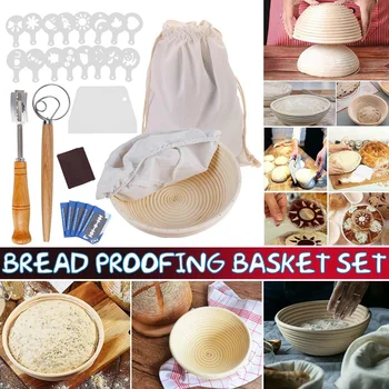 

28pcs Bread Baking Utensils Set Proofing Basket + Dough Whisk + Bowl Scraper + Stencil +Scoring Lame Beginner Baking Utensils