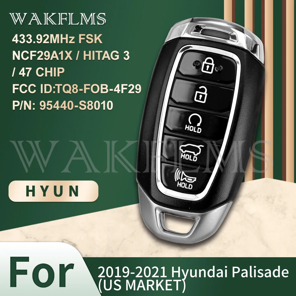 Для Hyundai Palisade 2019 2020 3 btns Smart Car Key 433 92 MHz FSK NCF29A1X HITAG 47 CHIP 95440-S8010 FCC ID: Φ | Автомобили и