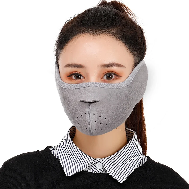 Горячая Зимняя Маска, дышащая маска для рта с наушниками, Ветрозащитная маска для лица, Регулируемая Маска для рта, теплая маска для лица, аксессуары - Цвет: Gray