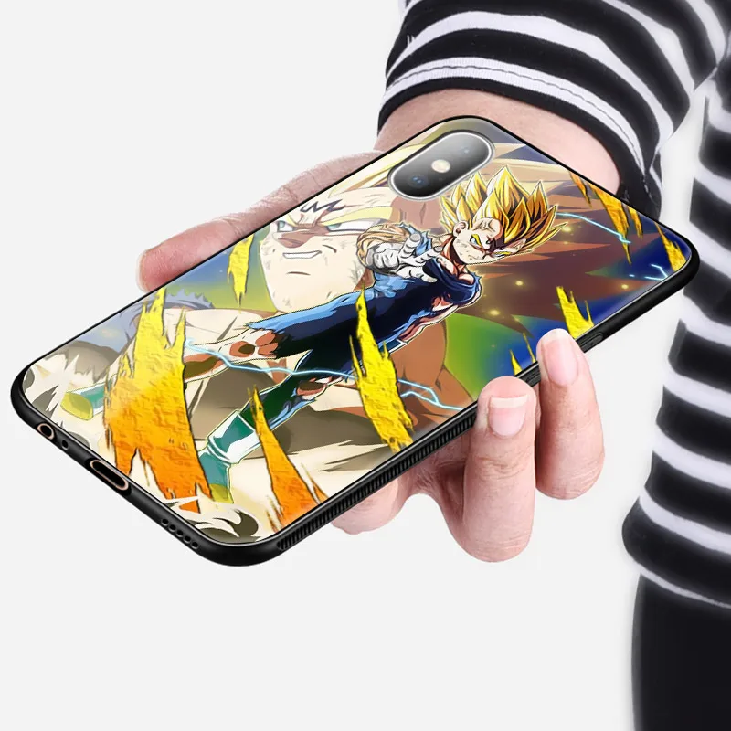 DBZ Vegeta супер аниме закаленное стекло силиконовый чехол для телефона iPhone SE 6 6s 7 8 Plus