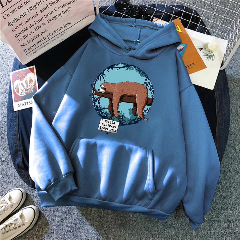 Hoodies Men Clothing Sweatshirts Hip-Hop-Hoody Print Fleece Sleeping-Sloth Winter Fashion