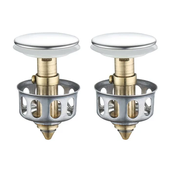 

2pcs Kitchen Drain Bounce Core Wash Hand Basin Sink Basin Stainless Steel Push-Type Bounce Core Drain Bathroom Supply In Stock
