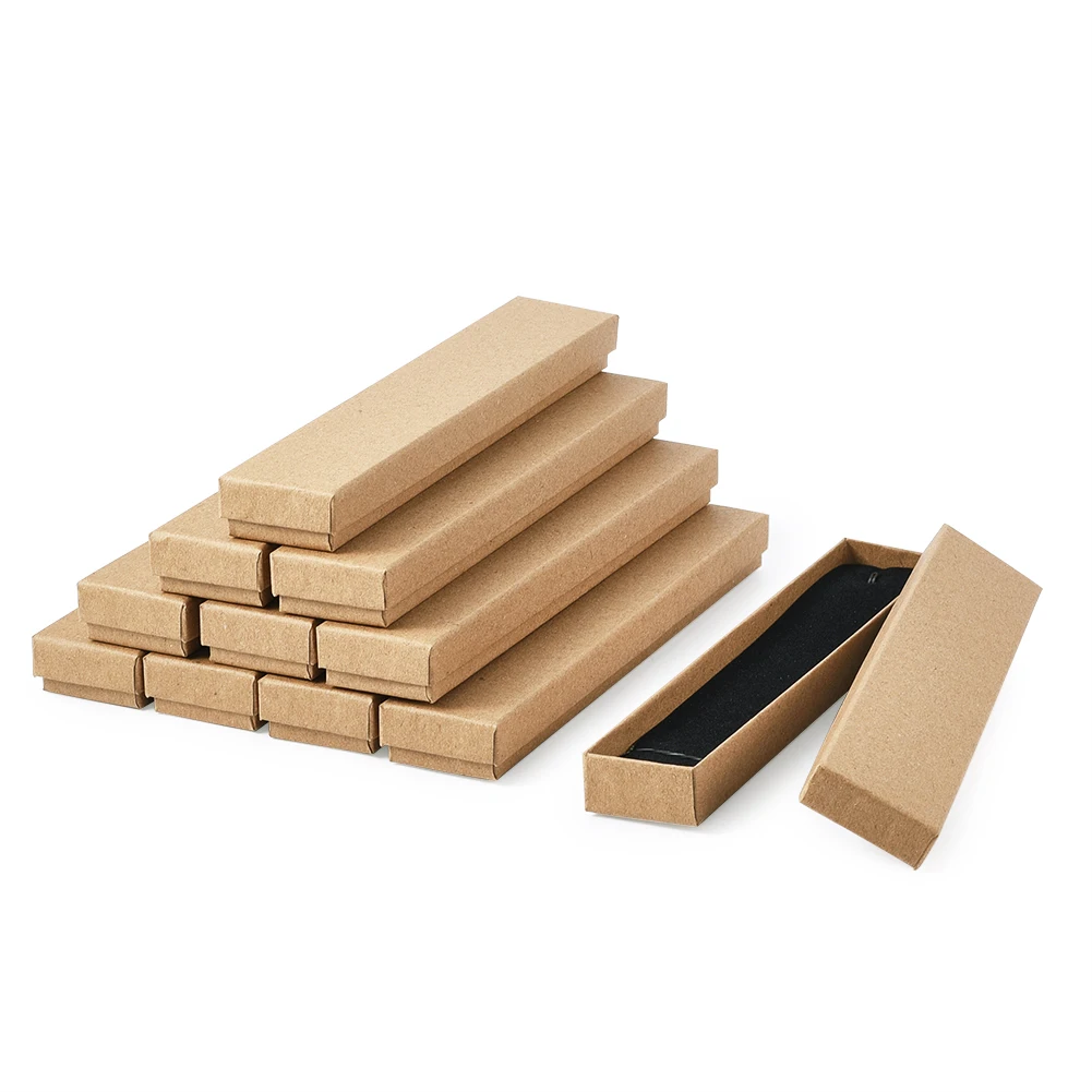 24Pcs Cardboard Jewelry Boxes Rectangle Square Gift Box with Sponge Inside for Packaging Ring Necklace 