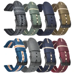 Woven Nylon Strap 18mm 20mm 22mm 24mm Stainless Steel Buckle Quick Release Men Replacement Bracelet Wrist Band Watch Accessories