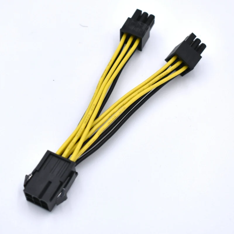 50 шт./лот 10 см 18AWG PCI E 6 контактный двойной разъем Express Видеокарта разделитель