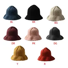 Женская вязаная шапка-ведро ручной работы с плетеными волнистыми полями 40JF